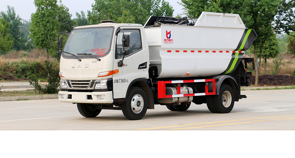 骏铃V3自装卸式垃圾车 后装图2